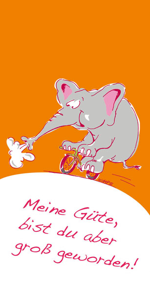 Elefant auf Rad Cartoonkarte