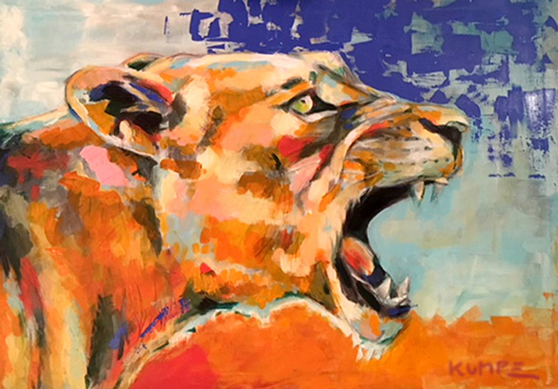 Löwin  Acryl auf Leinwand 100 x 700 cm