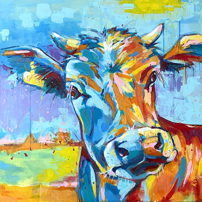 Kuh 3  Acryl auf Leinwand 90 x 90 cm