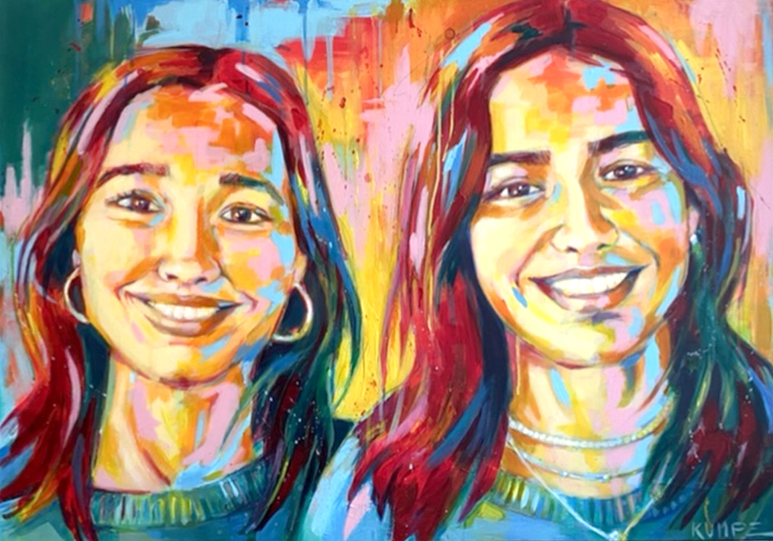Schwestern   Acryl auf Leinwand 100 x 70 cm